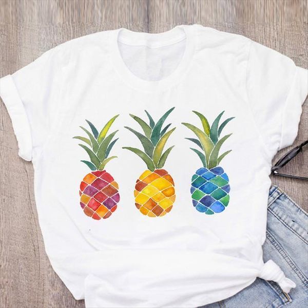 

printed fruit short sleeve women t shirts summer clothing tee female, White