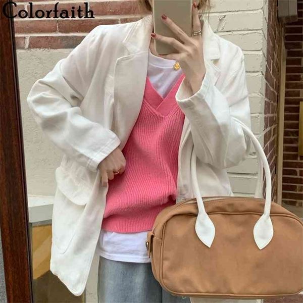 

spring autumn women's denim jackets casual pockets wild streetwear fashionable white lady jeans jk6902 210427, Black;brown