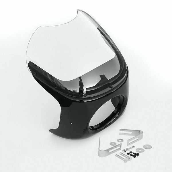 

motorcycle 7" round head light lamp fairing w/ clear/smoke windshield windscreen