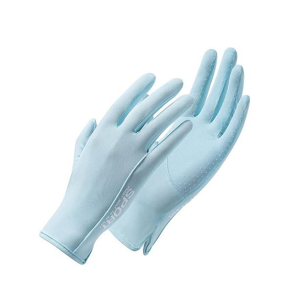 

five fingers gloves summer thin silk lace palm mesh non slip exposed finger touch screen viscose driving mitten women uv sunscreen sun g, Blue;gray