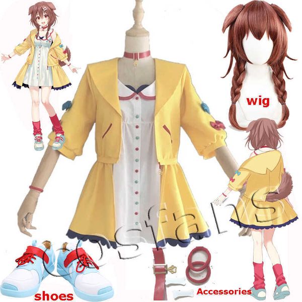 VTuber Inugami Korone Costume Cosplay Donne Carino Uniformi Carnevale di Halloween YouTuber Vestito Fantasia Anime Abiti Stivali Custom Made Y0903