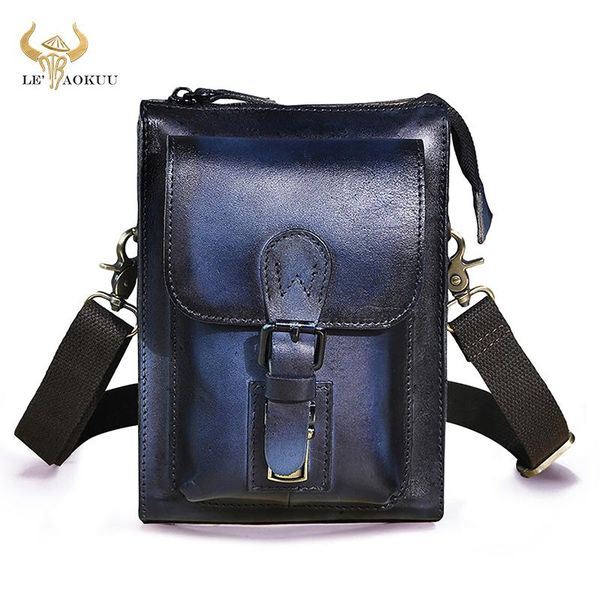 

leather men casual design fashion travel small messenger crossbody bag fanny waist belt pack phone pouch 6402 bags