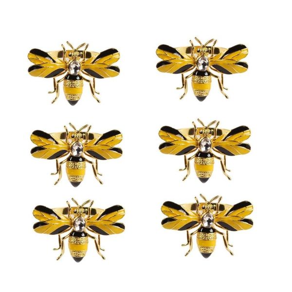 

6pcs napkin rings set of 6, bee metal tablecloth accessories, dinning ta