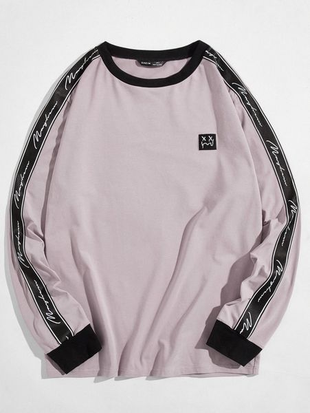 

men patched detail contrast letter tape side tee m2ks#, White;black