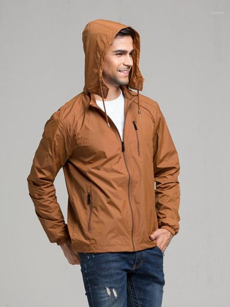 

men's jackets waterproof jacket 2021 autumn mens hooded slim long sleeve homme trendy windbreaker coat brand clothing drop, Black;brown