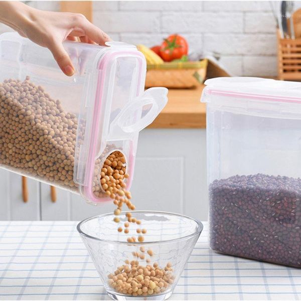 

storage bottles & jars tank kitchen sealed can snap-type whole grain plastic covered transparent box