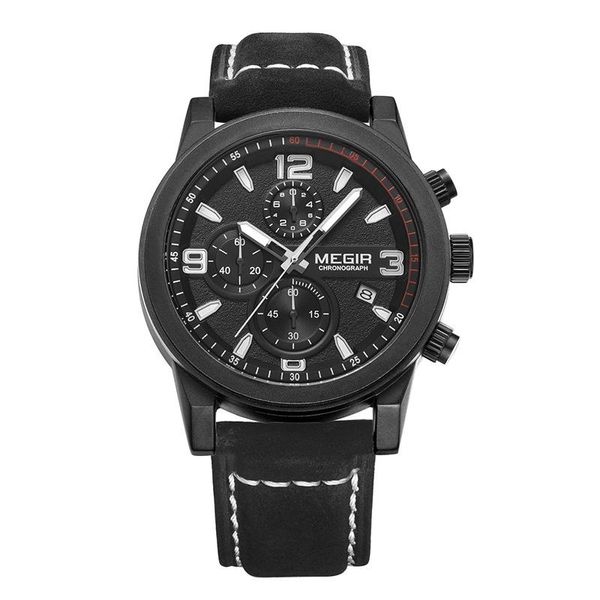 

wristwatches megir luxury waterproof sports chronograph calendar casual watch men's belt business luminous relogio masculino 2026g, Slivery;brown