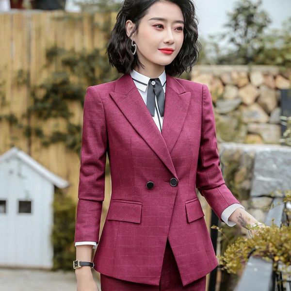 

women's suits & blazers izicfly style spring autumn fall red trouser woman business formal office work elegant pants suit big size, White;black