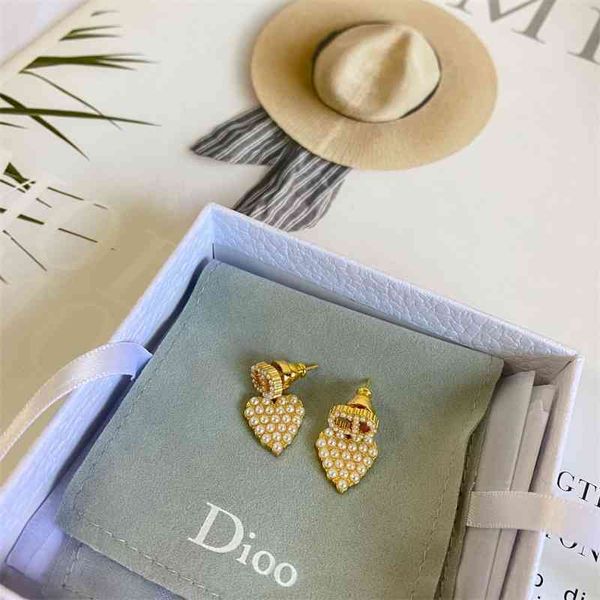

70% off outlet online family new love letter pearl net red versatile earrings, Golden