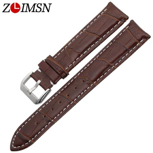 

watch bands zlimsn genuine leather brown watchband replacement band 21mm men women watches strap, Black;brown