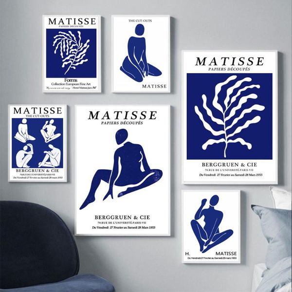 

paintings nordic abstract art matisse poster blue theme figure printing canvas painting living room corridor home decoration mural