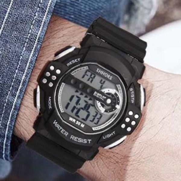 

wristwatches 2021 relogio masculino men led digital watches shhors multifunctional electronic wristwatch sports big reloj hombre, Slivery;brown
