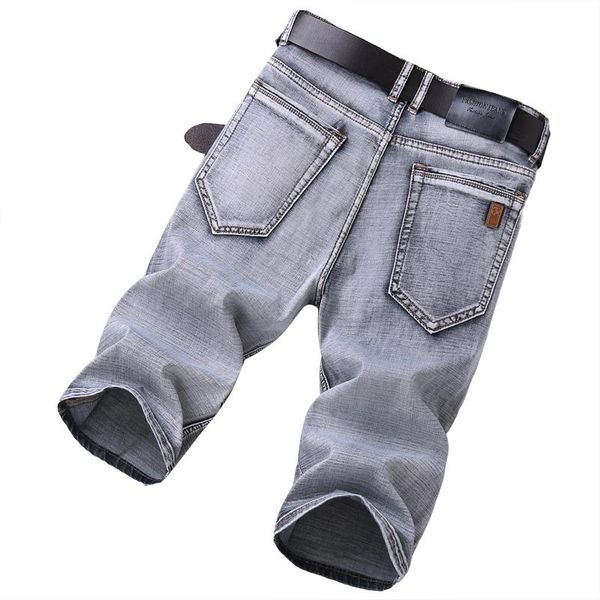 

men's jeans 2021 summer high-quality cotton stretch straight lightweight denim shorts trendy smoky gray thin cropped pants,032, Blue