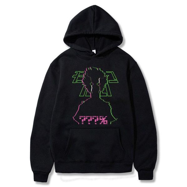

men's hoodies & sweatshirts mob psycho 100 split face black hoodie authentic oversized sweatshirt anime men long sleeve hip hop tees