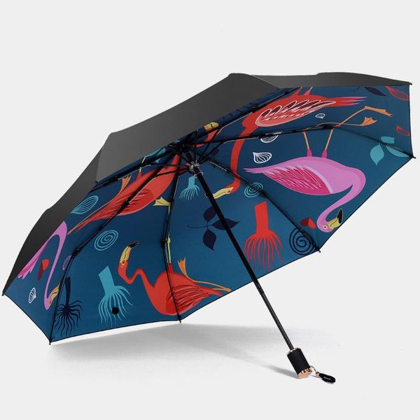 

umbrellas pattern men black coating folding flamingo umbrella women sunshade windproof ultraviolet-proof rain for