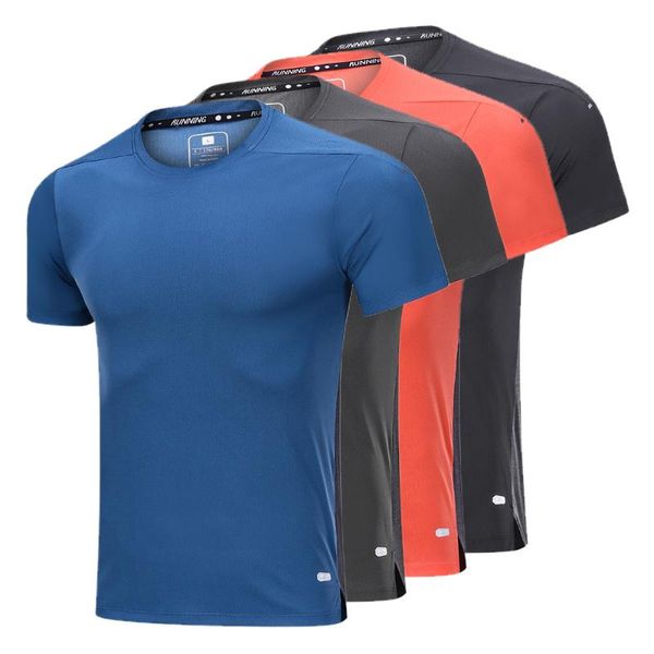 

running jerseys men's sport t shirt short sleeve compression training gym clothing fitness workout breathable jogging t-shirts, Black;blue