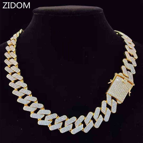 

men hip hop chain necklace 20mm heavy rhombus cuban chains iced out bling necklace fashion jewelry for gift 211123, Silver