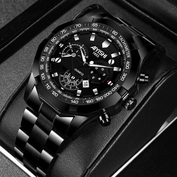 

automatic movement watch men's waterproof luminous calendar personality trend versatile steel band watch non mechanical, Slivery;brown