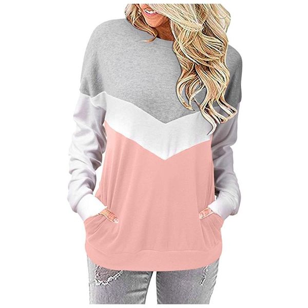 

women's hoodies & sweatshirts sweatshirt 2021 casual color splicing long sleeve pullover o neck asymmetric loose street, Black