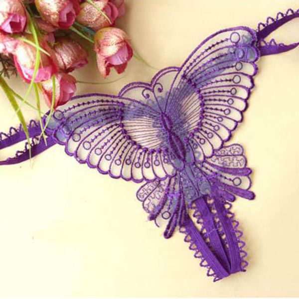 

butterfly cute open crotch invisible t-shaped pants c-shaped underwear female lace, Black;white