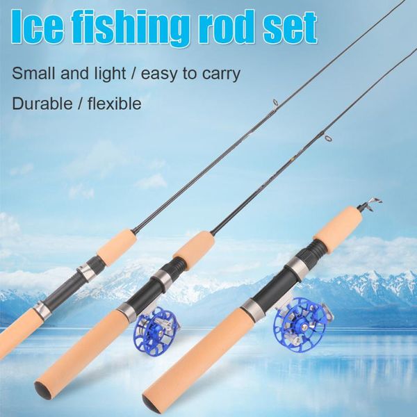 

2pcs/set winter fishing rod pole ice fish reels lures tackle casting compression resistance outdoor tool baitcasting