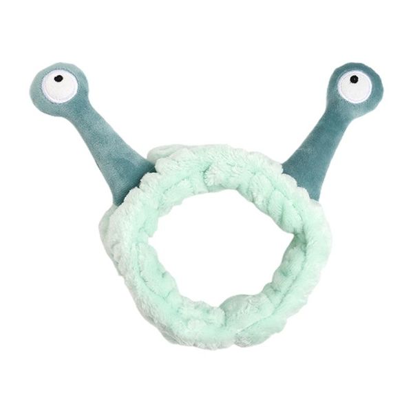 

women wash face plush headband funny cartoon snail antenna eyes elastic hair band candy color makeup turban bandana accessories