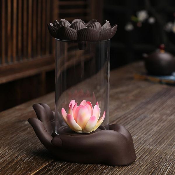 

purple sand backflow incense burner creative windshield bergamot lotus aroma diffuser led lamp ornaments fragrance lamps