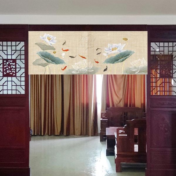 

chinese lotus horizontal curtain half door living room decoration hanging partition & drapes