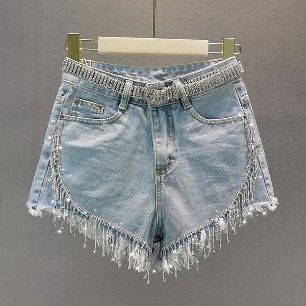 

denim women short summer high waist wide leg tassel street wear all match female shorts women's, White;black