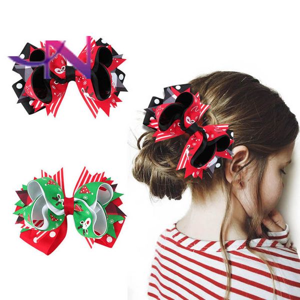 

christmas girls hair accessories hairclips baby bb clip kids barrettes clips ribbon printed headdress holiday b8520, Slivery;white