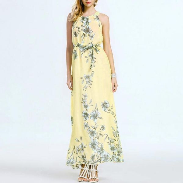 

casual dresses 70% summer women's dress 2021 sell plus size women bohemia floral print sleeveless beach long maxi, Black;gray