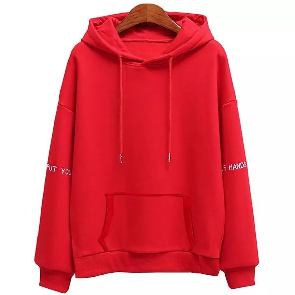 

women's hoodies & sweatshirts 2021 ladies fashion veet women hoodie solid color embroidered with sport long casual sleeve, Black