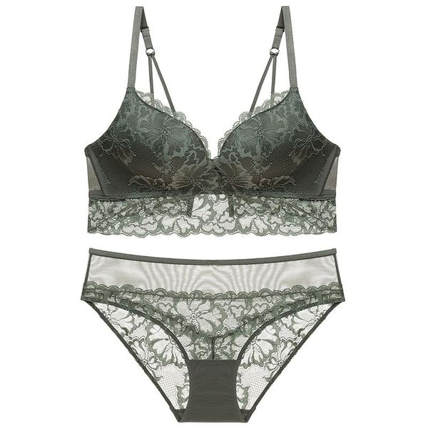 

bras sets [alfou] brand lingerie glossy pure gather girl underwear set cotton push-up bra no rims lace brassiere, Red;black