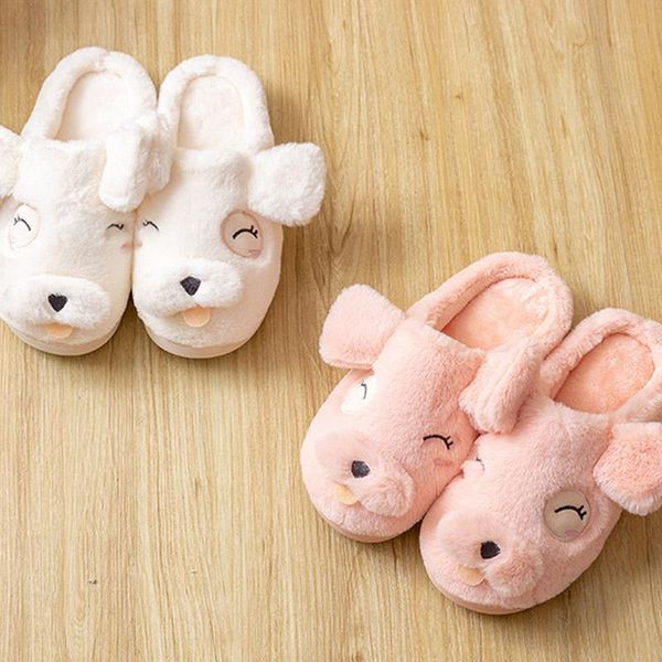 

slippers women cute dog house shoes winter home cartoon non-slip soft warm fashion indoor bedroom couples floor autumn, Black