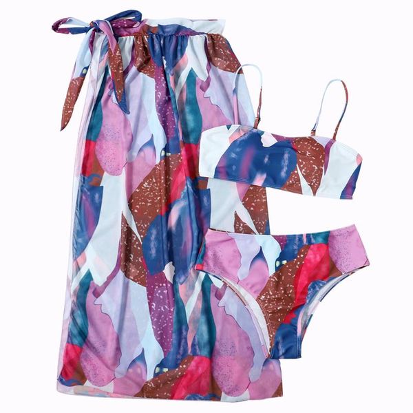 

women's swimwear 3 pieces letter print high neck swimsuit woman 2021 push up wrap bandage bikini sets with skirt summer swim dress, White;black