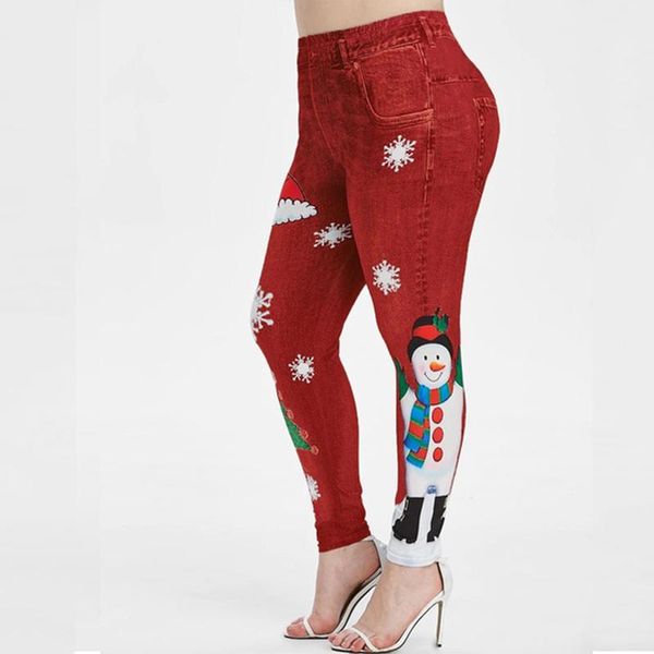 

women's leggings merry christmas snowman cute lovely for women high waist ankle length jeggings ladies blue spandex skinny workout pant, Black