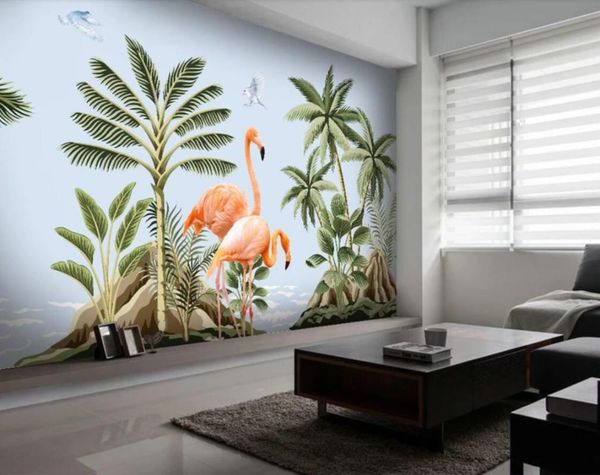 

wallpapers nordic tropical leaf wallpaper mural for living room wall art decals custom po paper rolls rainforest flamingo murals