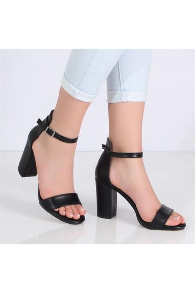 

sandals black thick high-heeled female shoes 1410y