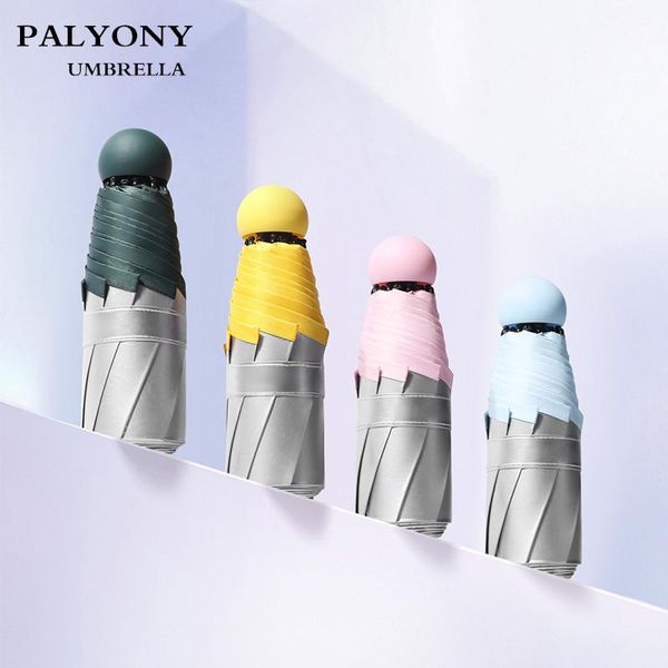 

umbrellas palony pocket five fold mini umbrella silver glue sun protection uv windproof women's colorful folding