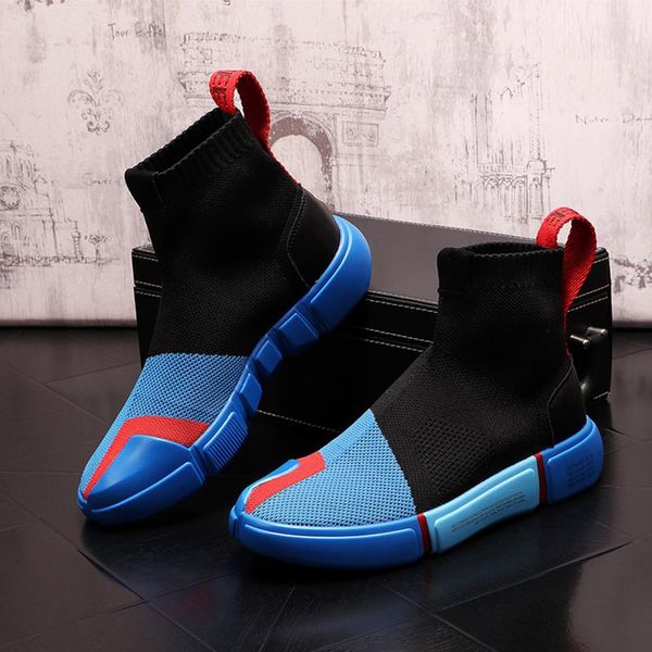 Calzini moda uomo Scarpe Martin stivali Sneakers Uomo High Tops Casual Walking Footwear Autunno 2022 Black Blue