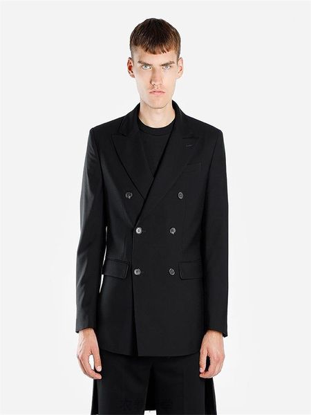 

men's suits & blazers spring lapel solid color double-breasted dovetail design business casual slim suit wear, White;black
