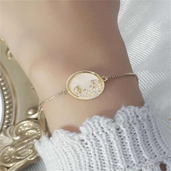 

charm bracelets 2021 fashion simple zircon women's bracelet geometric round crab gift to cancer, Golden;silver