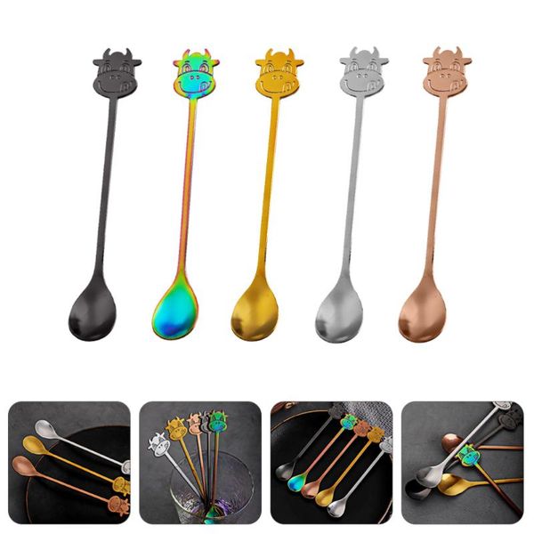 

spoons 5pcs multipurpose cow design crafted coffee delicate dessert
