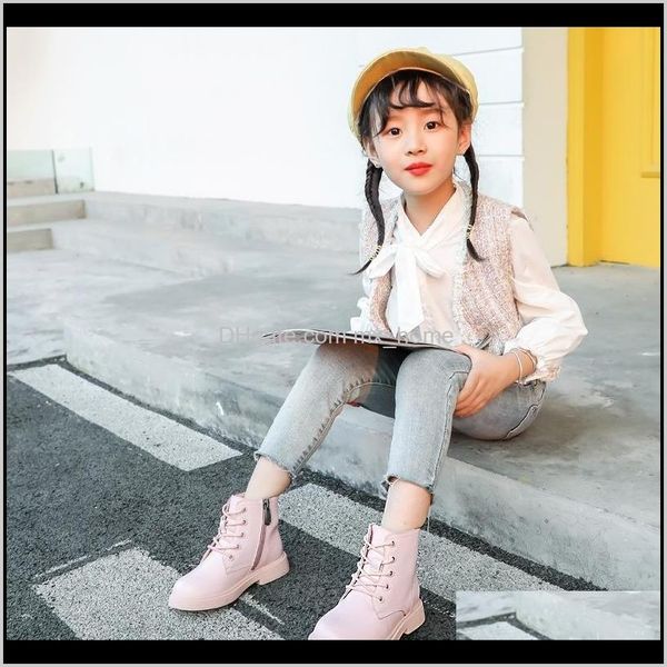 

baby maternity drop delivery 2021 girls genuine leather martin solid color boys shoes children warm boot soft bottom boots zipper kids sneak, Black;grey