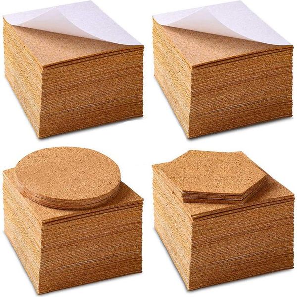 

self-adhesive cork mat 110 pcs, used for coasters and diy crafts mini wall (100 square + 5 round hexagon) mats & pads