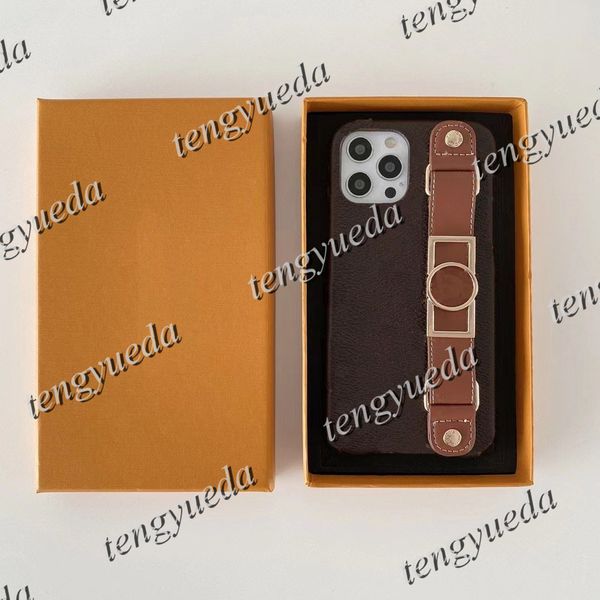 

with box luxury fashion designer phone cases for iphone 11 12 13 14 pro max xs xr xsmax 7 8 plus leather wristband holder cellphone cover wi