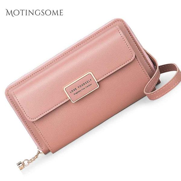 

wallets solid color phone bag women and purses leather long style shoulder coin large money clutch luxury design 2021, Red;black