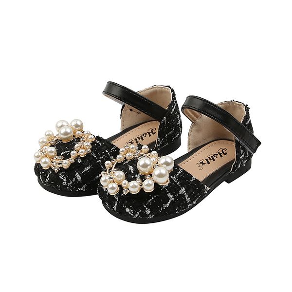 

2021 spring summer girls shoes plaid costume tweed mary janes shoes rivets plush warm single shoes fluffy kids baby child, Black;grey
