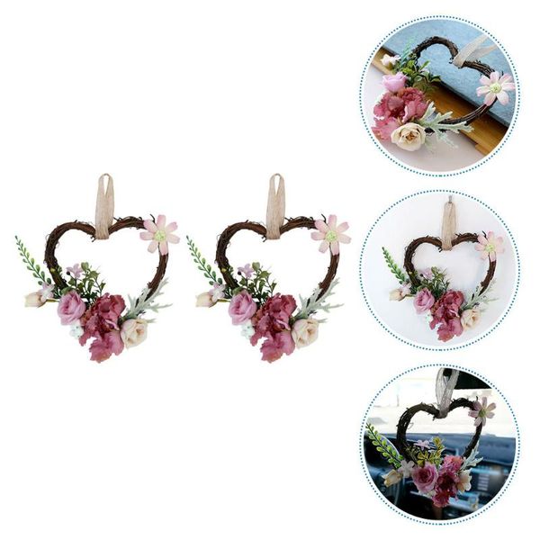

decorative flowers & wreaths 2pcs garland door wreath artificial flower heart rattan adornment