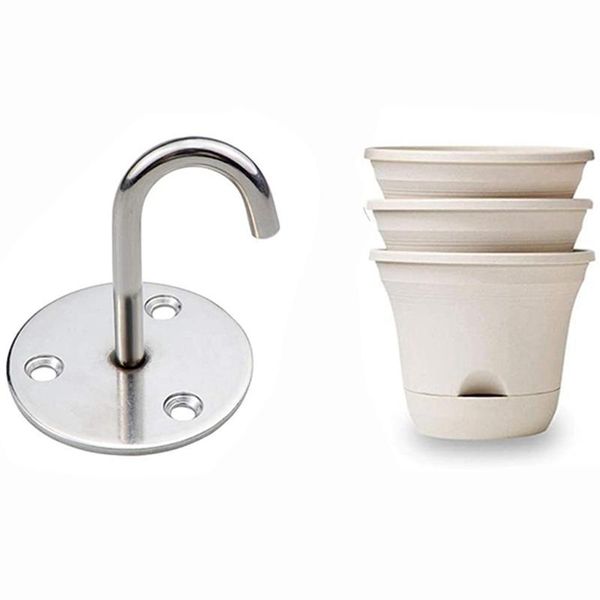

planters & pots 5 pcs wall-mounted ceiling hook round base 4 7.5 inch automatic watering flower pot with tray(milky)